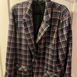 Preppy Chic | Torrid Black and Purple Plaid Blazer, Size 2 (18/20)